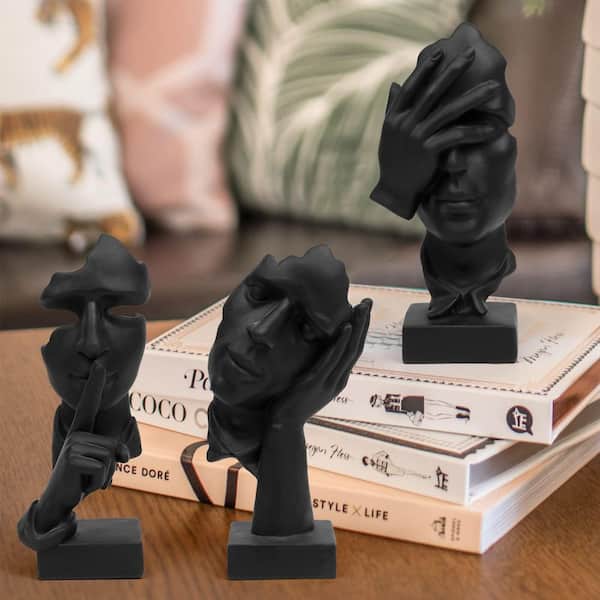 Afoxsos Black 7.8 in. x 4.1 in. Statue Resin Abstract No