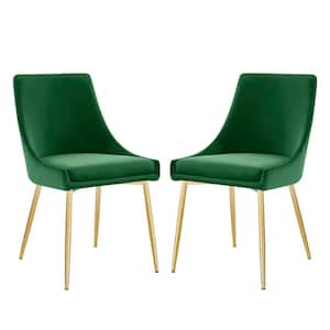 Viscount Gold Emerald Performance Velvet Dining Chairs (Set of 2)