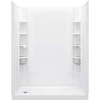 STORE+ 30 in. x 60 in. Single Threshold Left-Hand Shower Base with Shower Walls and 12-Piece Accessory Kit in White