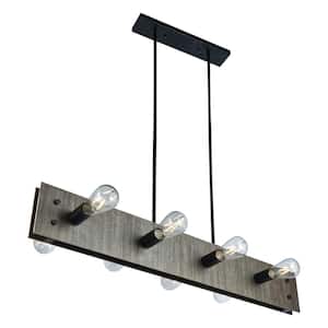 Firone 39.4 in. 8-Light Indoor Black Steel Finish Chandelier with Light Kit