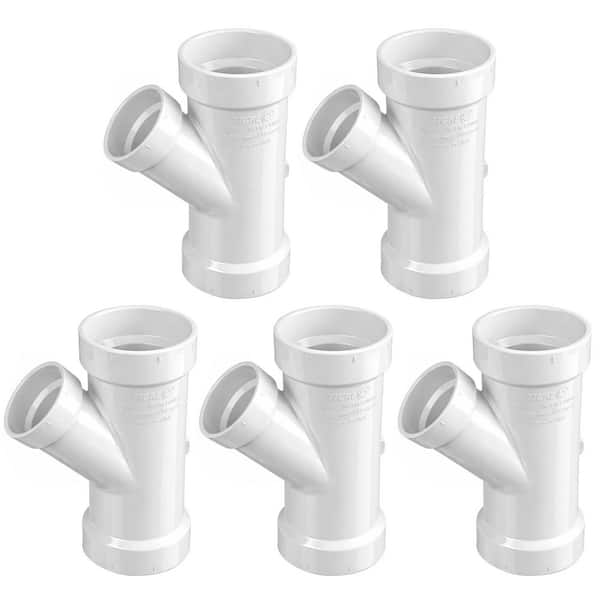 6 in. x 6 in. x 4 in. PVC DWV Wye Reducing Hub, White PVC Drain, Waste and Vent Fitting, (5 Pack)