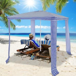 6.6 ft. x 6.6 ft. Navy Foldable and Easy-Setup Beach Canopy with Carry Bag