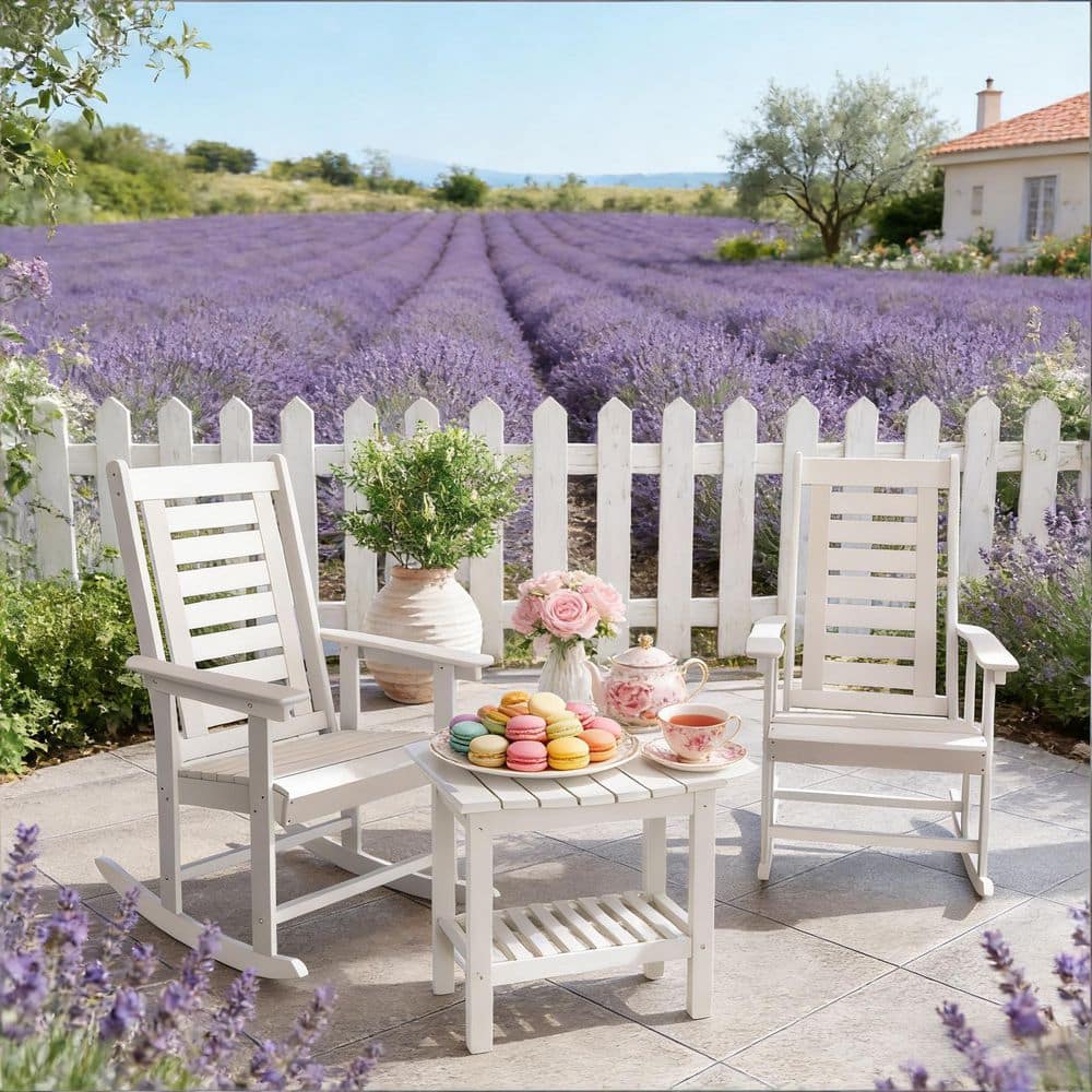White Plastic Outdoor Rocking Chair Set (2-Pack) durable construction easy to install price history on PriceWatchPro