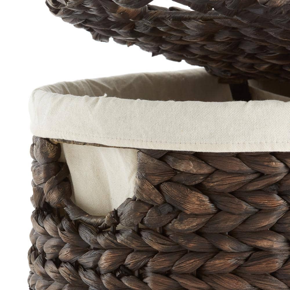Espresso Wicker 2-Section Laundry Hamper with Lid