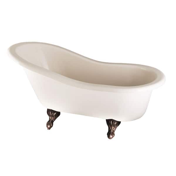 Unbranded 5 ft. Acrylic Ball and Claw Feet Slipper Tub in Bisque