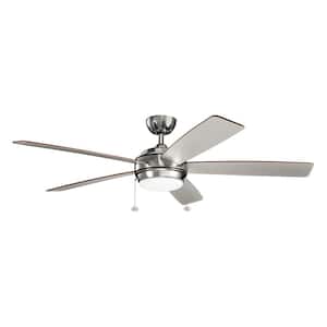 Starkk 60 in. Indoor Polished Nickel Downrod Mount Ceiling Fan with Integrated LED with Pull Chain