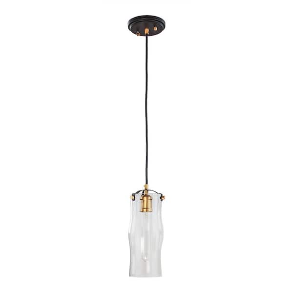 1-Light Bronze with Natural Brushed Brass Mini Pendant