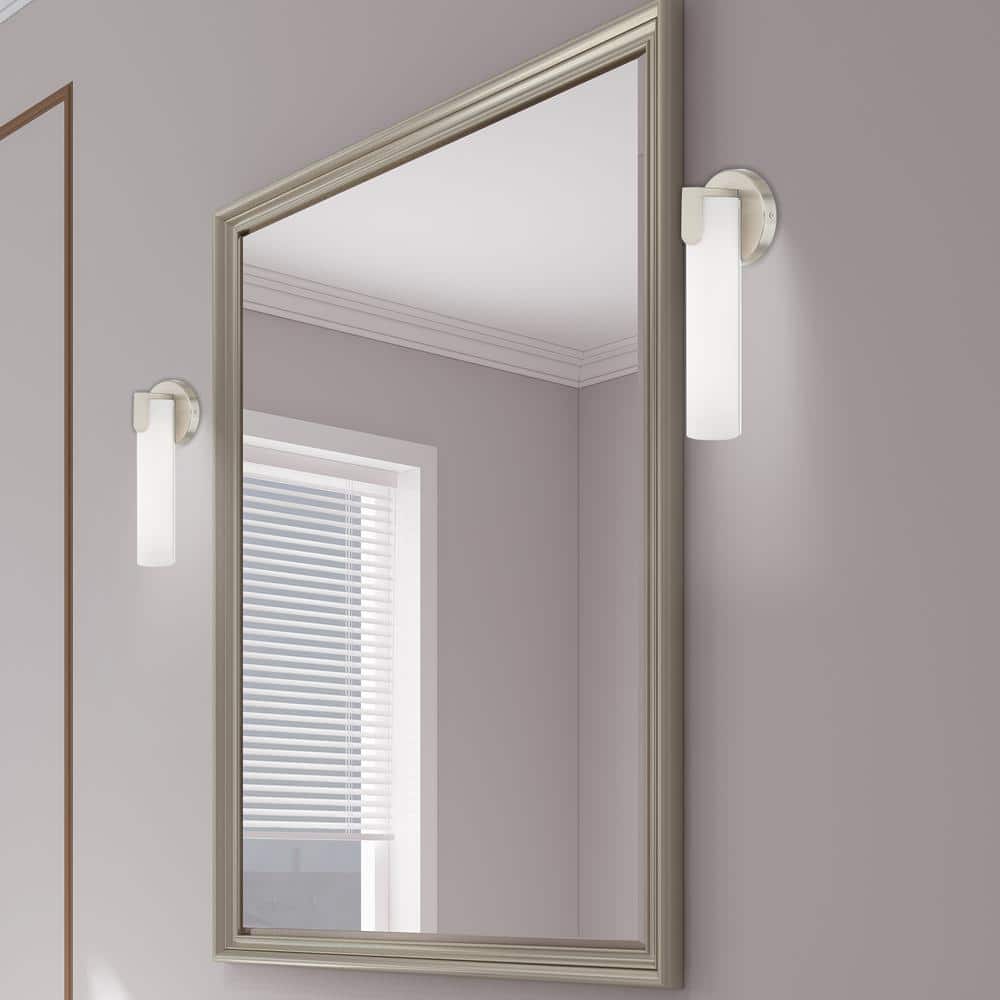 Lund 10W LED Brushed Nickel Wall Sconce with Satin White Shade