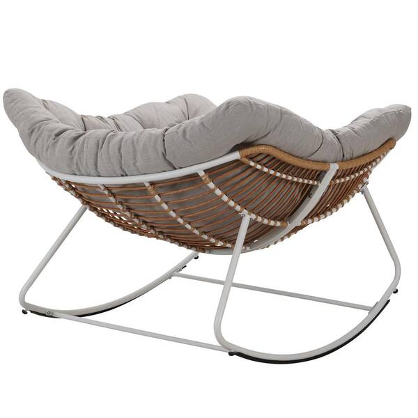 Tenleaf Rattan Rope White Frame 42 in. W Metal Outdoor