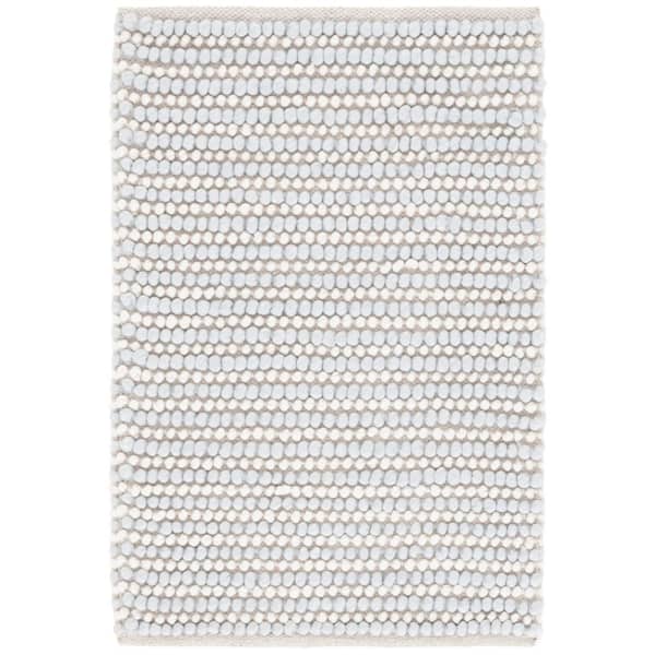 Natura 3 ft. x 5 ft. Light Blue/Ivory Striped Solid Marle Area Rug