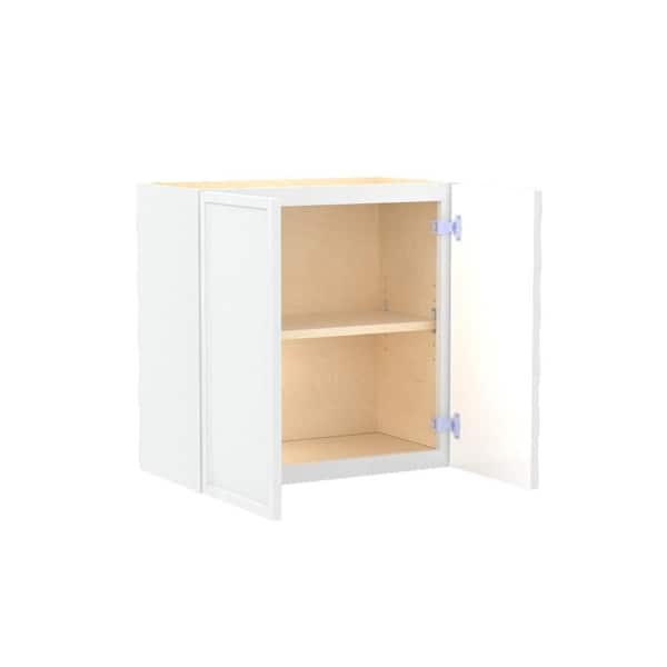 Home Decorators Collection Franklin 24 in. W x 12 in. D x 24 in. H Assembled Plywood Wall Bridge Kitchen Cabinet in Vesper White with Soft Close