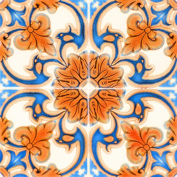 MI ALMA Blue and Orange H7 12 in. x 12 in.Vinyl Peel and Stick Tile (24 Tiles, 24 sq.ft./pack)