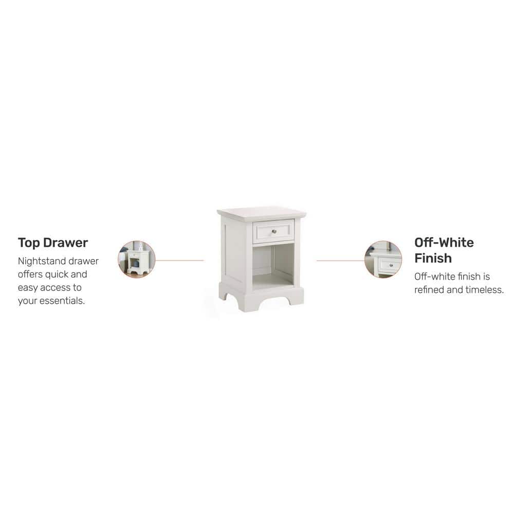 Naples White Mahogany Nightstand with Open Storage Space