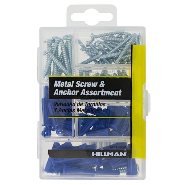 Metal Screw and Plastic Anchor Assorted Kit (100-Pack)