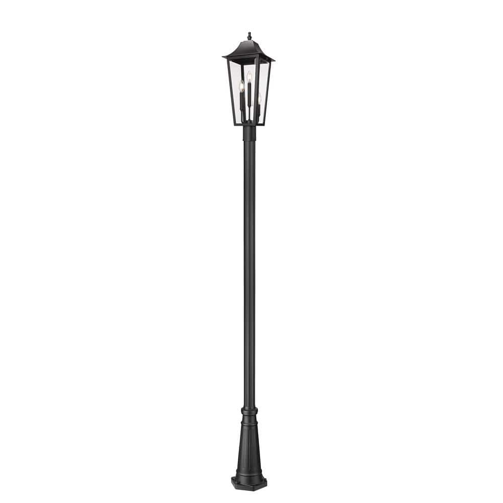Gannon 3-Light Black Stainless Steel Hardwired Outdoor Marine Grade Post Li