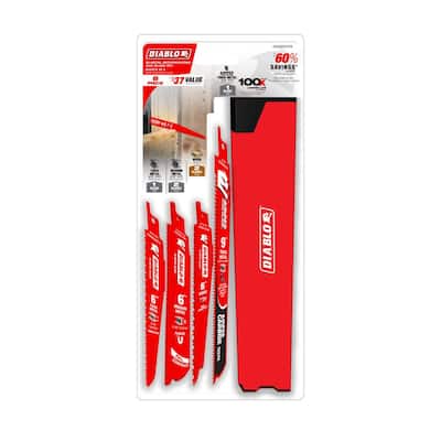Bi-Metal and AMPED Carbide 9 in. 8 TPI Thick Metal Reciprocating Saw Blade Set (6-Piece)