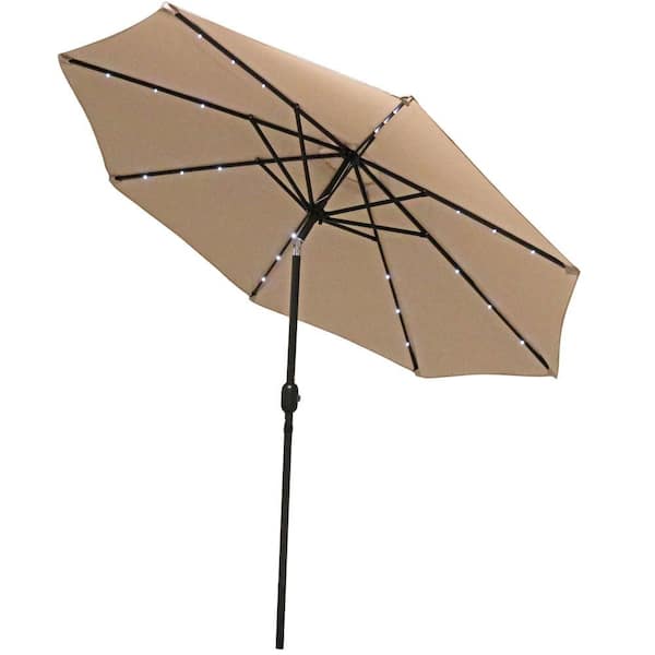 Sunnydaze 9 ft. Aluminum Market Solar Tilt Patio Umbrella in Beige