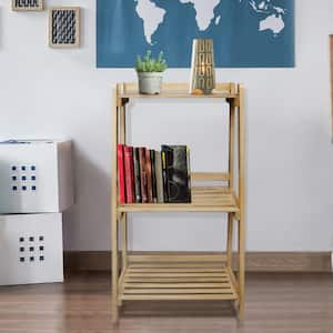 Woodhaven Slatted 42 in. Tall Natural Solid Gumwood 3-Shelf Ladder Bookcase with 100% Hardwood