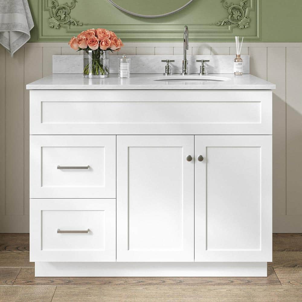 Hamlet 43" White Carrara Marble Single Vanity Set