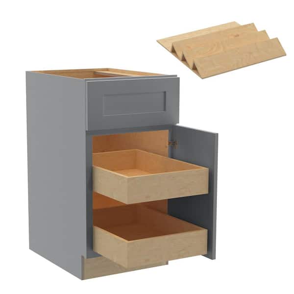 Home Decorators Collection Newport 18 in. W x 24 in. D x 34.5 in. H Assembled Plywood Base Kitchen Cabinet in Pearl Gray with 2ROT Spice RH