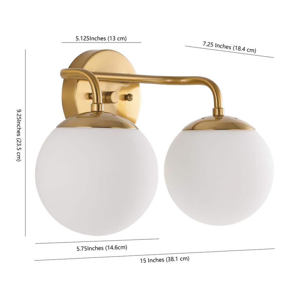 Louis Parisian 15" Brass Gold Globe LED Vanity Light with Frosted Glass