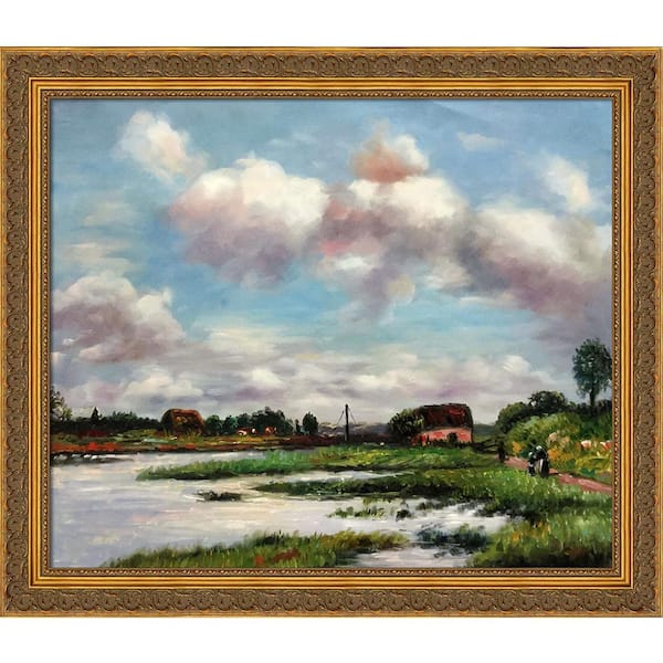 LA PASTICHE Norman Landscape with Baroque Antique Gold Frame by Eugene Boudin Framed Wall Art 24 in. x 28 in.