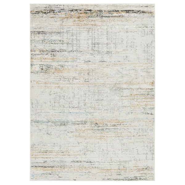 Mathis Ivory/Gold 7 ft. 10 in. x 10 ft. Abstract Rectangle Area Rug