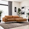 Ashcroft Furniture Co Clyde 98.6 in. Square Arm 2-Piece L-Shaped Faux Leather Mid Century Modern Sectional Sofa in Cognac HMD06006601
