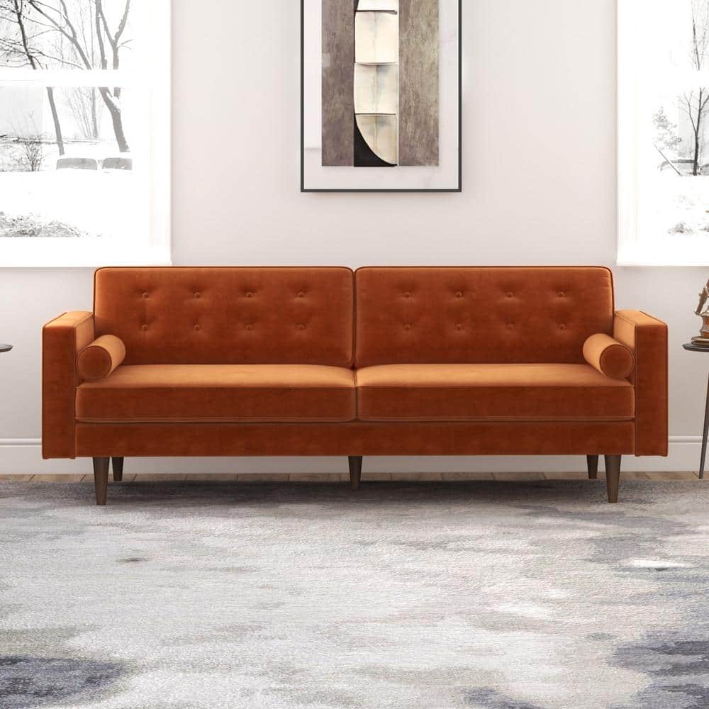 Ashcroft Furniture Co Kensington 85 in. Square Arm Velvet