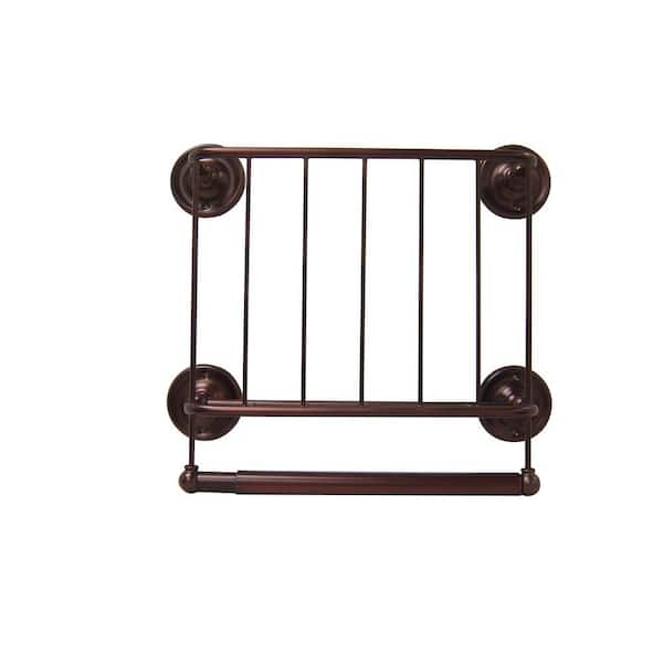 Neu Home 15.12 in. W Wall Mount Magazine Rack with Toilet Paper Holder in Bronze