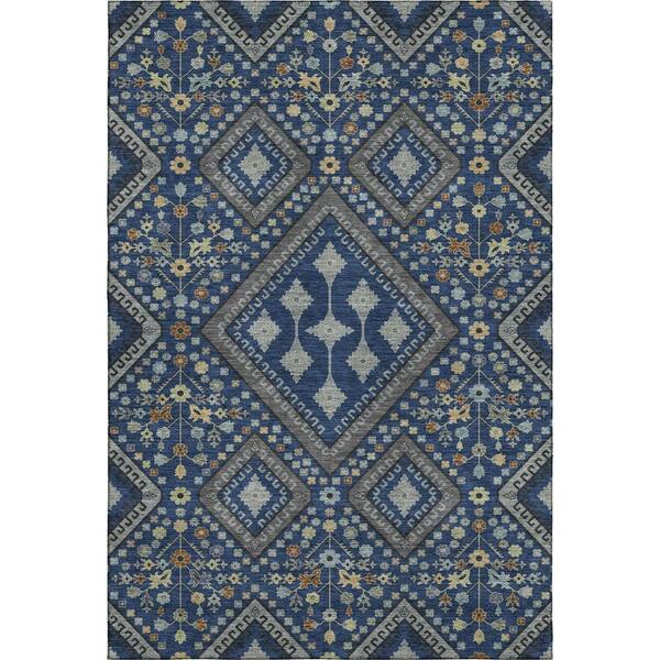 Mayfield Premium Machine Washable Abstract AMF2459 Navy 10 ft. x 14 ft. Area Rug