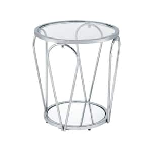 Orrum 20 in. Chrome Round Glass End Table