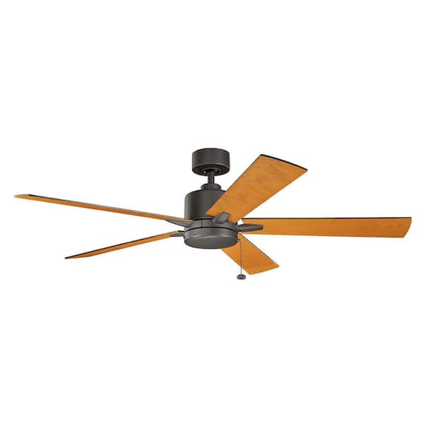 KICHLER Lucian II 60 in. Indoor Olde Bronze Downrod Mount Ceiling Fan with Pull Chain for Bedrooms or Living Rooms