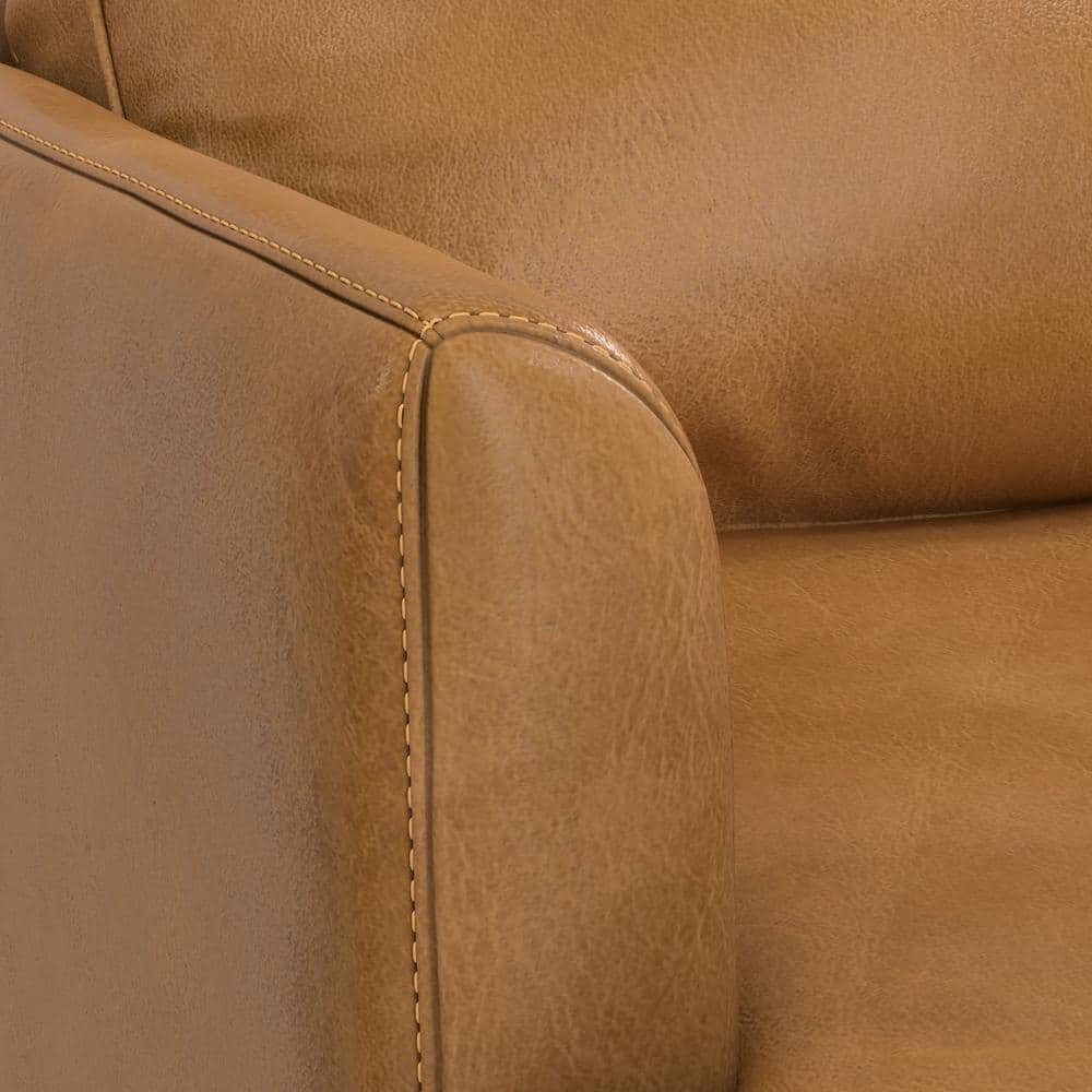 Livingston Sienna Leather 90-Inch Mid-Century Modern Sofa
