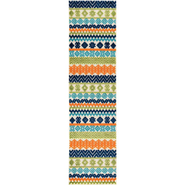 World Rug Gallery Troyes Contemporary Bohemian Multi 2 ft. x 7 ft. Runner Indoor/Outdoor Area Rug