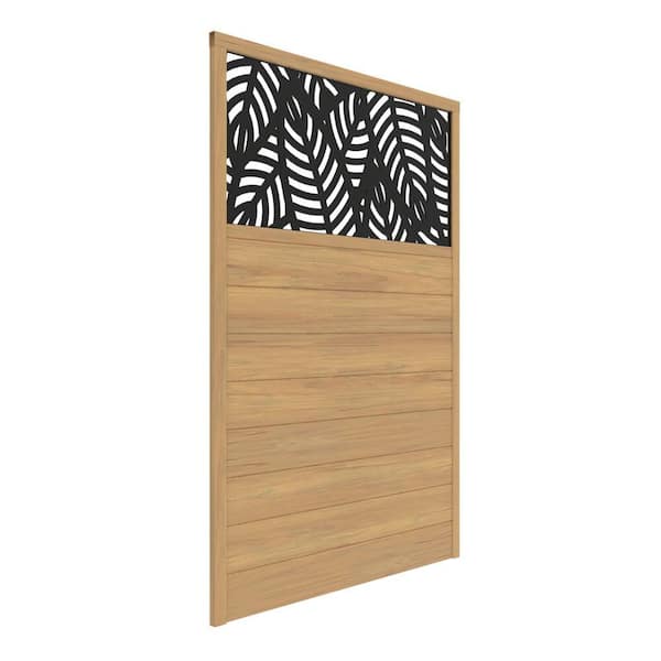 Barrette Outdoor Living 6 ft. x 4 ft. Cypress Vinyl Fence with Sanibel Black Decorative Screen