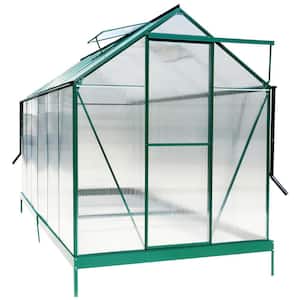 75.2 in. W x 147.2 in. D x 96.8 in. H Polycarbonate Aluminum Walk-in Greenhouse Kit with Gutter, Vent and Door in Green