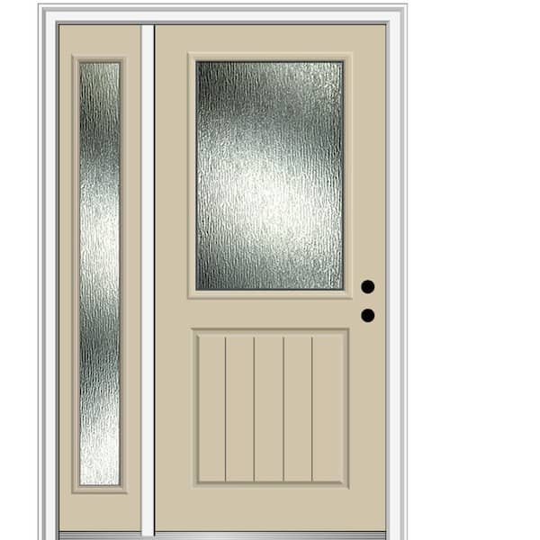 MMI DOOR 48 in. x 80 in. Left-Hand/Inswing Rain Glass Wicker Fiberglass Prehung Front Door on 4-9/16 in. Frame