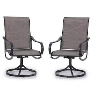 Outdoor Swivel Dining Chairs with Armrest and Textilene Mesh Fabric Set of 2