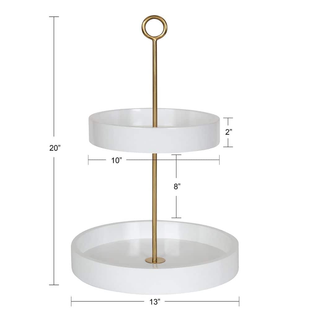 Lipton Glamorous White and Gold Round Metal Two-Tier Tray