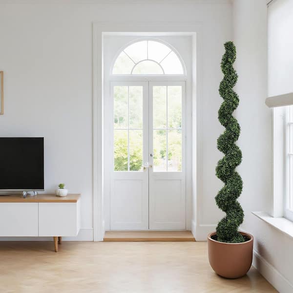 Unbranded 7 ft. H Spiral Topiary Trees Artificial Outdoor Faux Boxwood  Plants for Indoor Outdoor Home Office Decoration Potted WSYW2945P389446