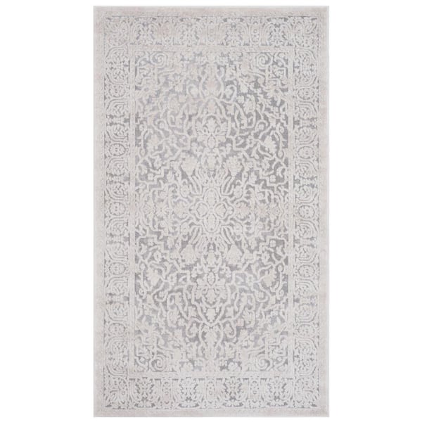 SAFAVIEH Reflection Light Gray/Cream 4 ft. x 6 ft. Distressed Floral Area Rug