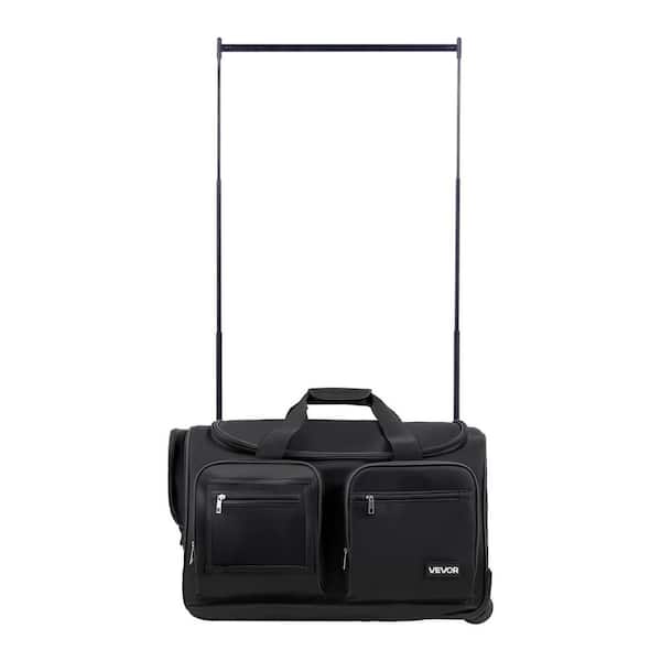 Dance Bag with Garment Rack 23 in. Rolling Dance Duffel with Wheels USB Port Height Adjustable Clothes Rack Black