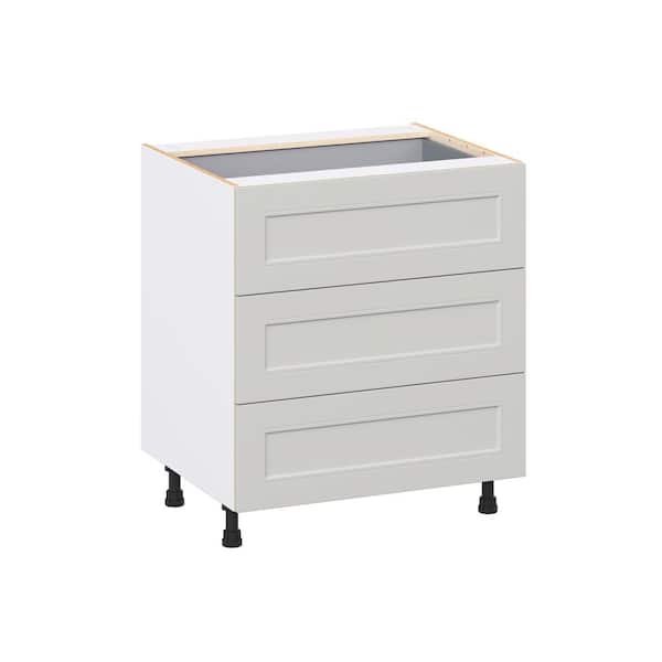 Galveston 30 in. W x 24 in. D x 34.5 in. H Assembled Shaker Drawer Base Kitchen Cabinet in Light Grey with 4-Drawers