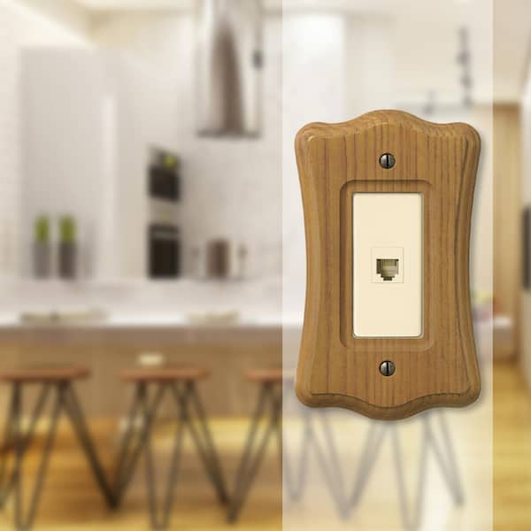 Austin 1 Gang Phone Wood Wall Plate - Tavern Oak