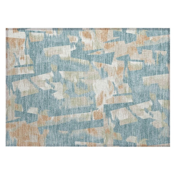 Chantille Machine Washable Indoor/Outdoor Abstract ACN2837 Teal 2 ft. x 3 ft. Accent Rug