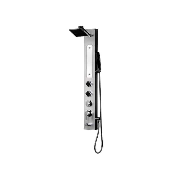 Ariel 2-Jet Shower Panel System in Silver Stainless Steel (Valve Included)