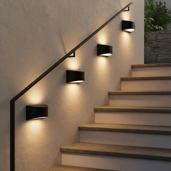 8 in. Modern Black Integrated LED Up Down Wall Sconce with 3000K/4500K/6000K, Dimmable Wall Light with Timer, (2-Pack)