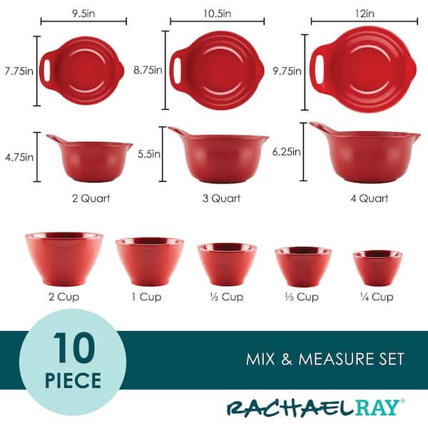 Rachael Ray Mix and Measure Mixing Bowl Measuring Cup and Utensil Set,  10-Piece, Orange 48520 - The Home Depot