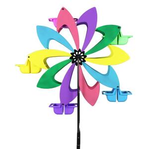Colorful Pinwheel Spinning Metal Bird Feeder